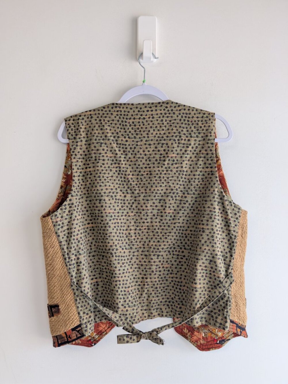 Handcrafted Upcycled Burlap Reversible Vest - Picture 5 of 11